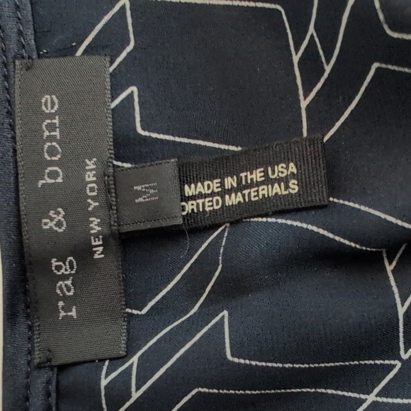 Rag & Bone Hill Navy Blue 100% Silk Geometric Print Tank Size M - Picture 7 of 8